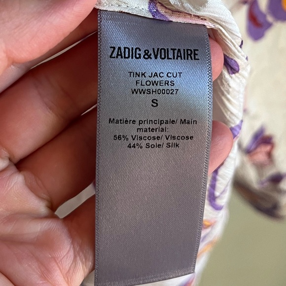 Zadig & Voltaire Tink Jac Cut Floral Silk Long Sleeve Cream Button Up To… - Picture 6 of 7